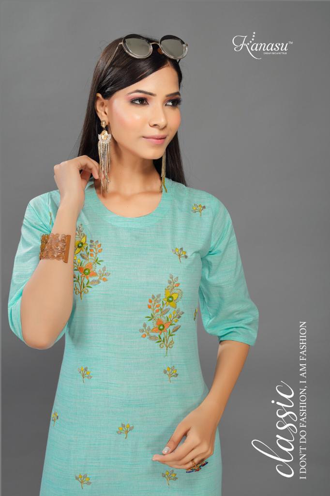 Kanasu Sakhi Latest Regular Wear Khadi Printed Kurti Collection